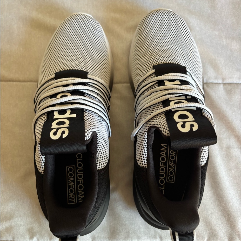 Adidas Men's Black and White Cloudfoam Sneakers